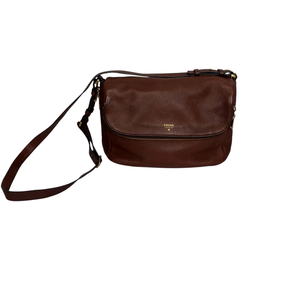 Fossil Brown Leather Crossbody Messenger Bag